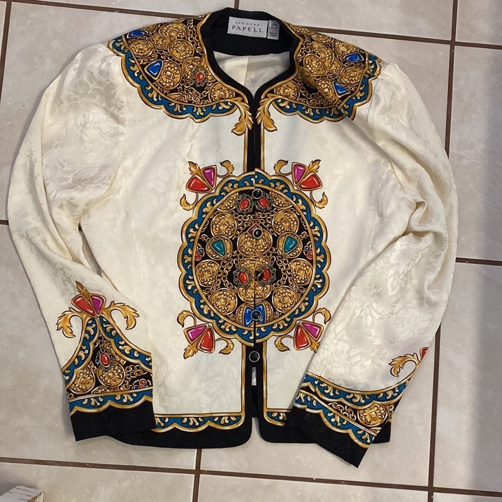 Vintage Adrianna Papell Silk Blazer - Picture 13 of 14